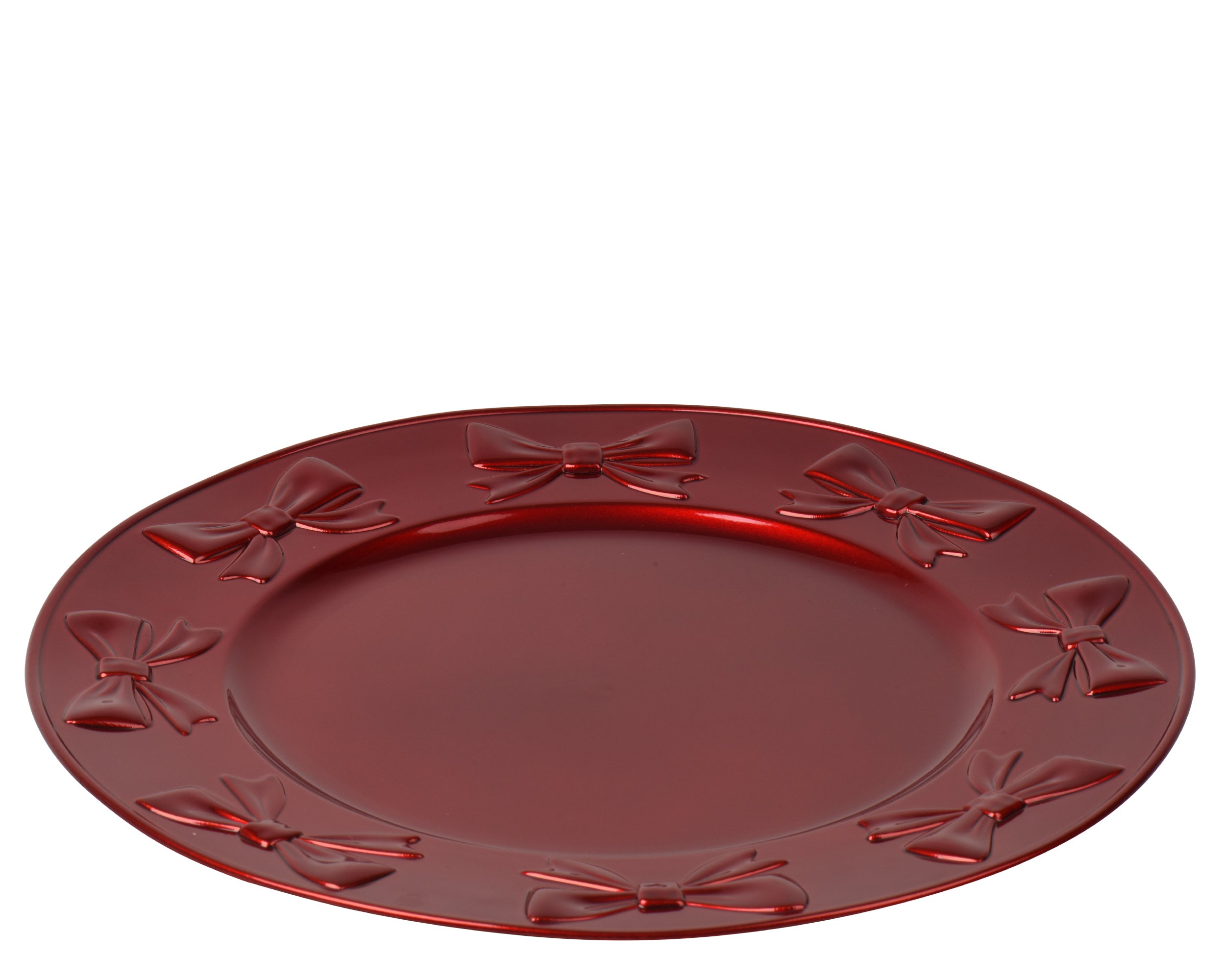 Decoris Round Red Deco Plate 33 cm Shiny Finish