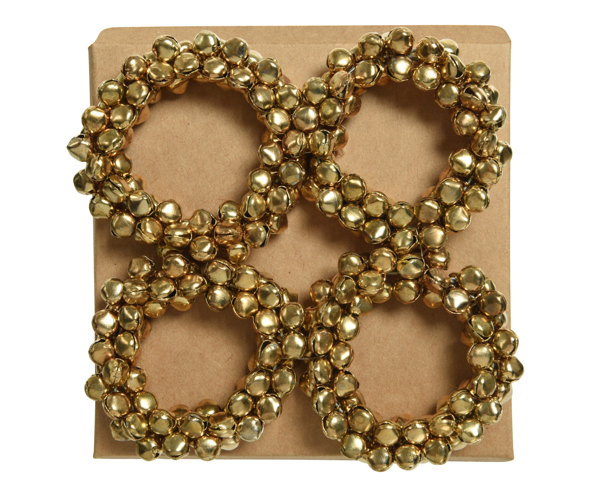 Decoris Napkin Ring with Gold Bell Decoration 6 cm – Set of 4