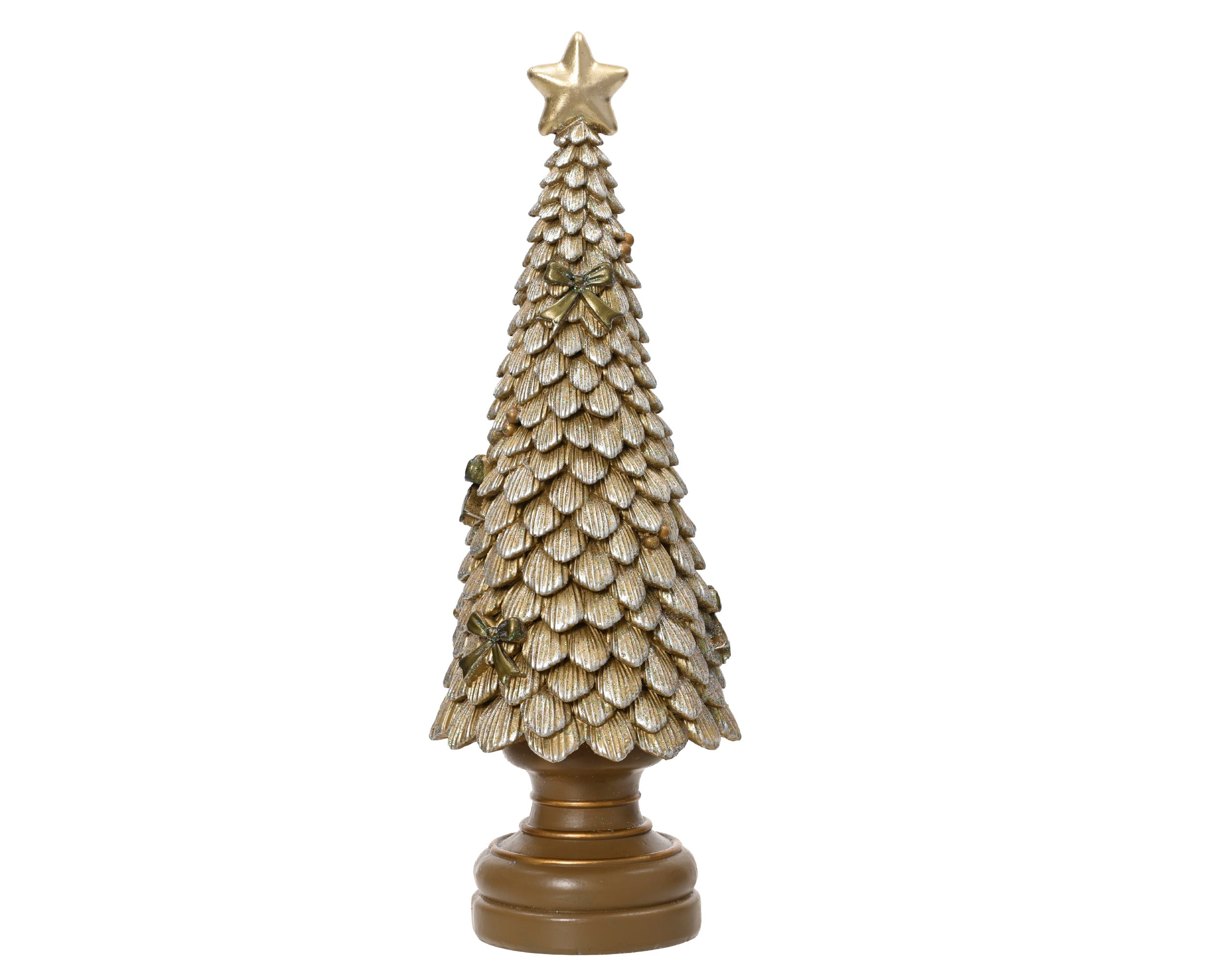 Decoris – Gold Polyresin Christmas Tree with Glitter 36 cm