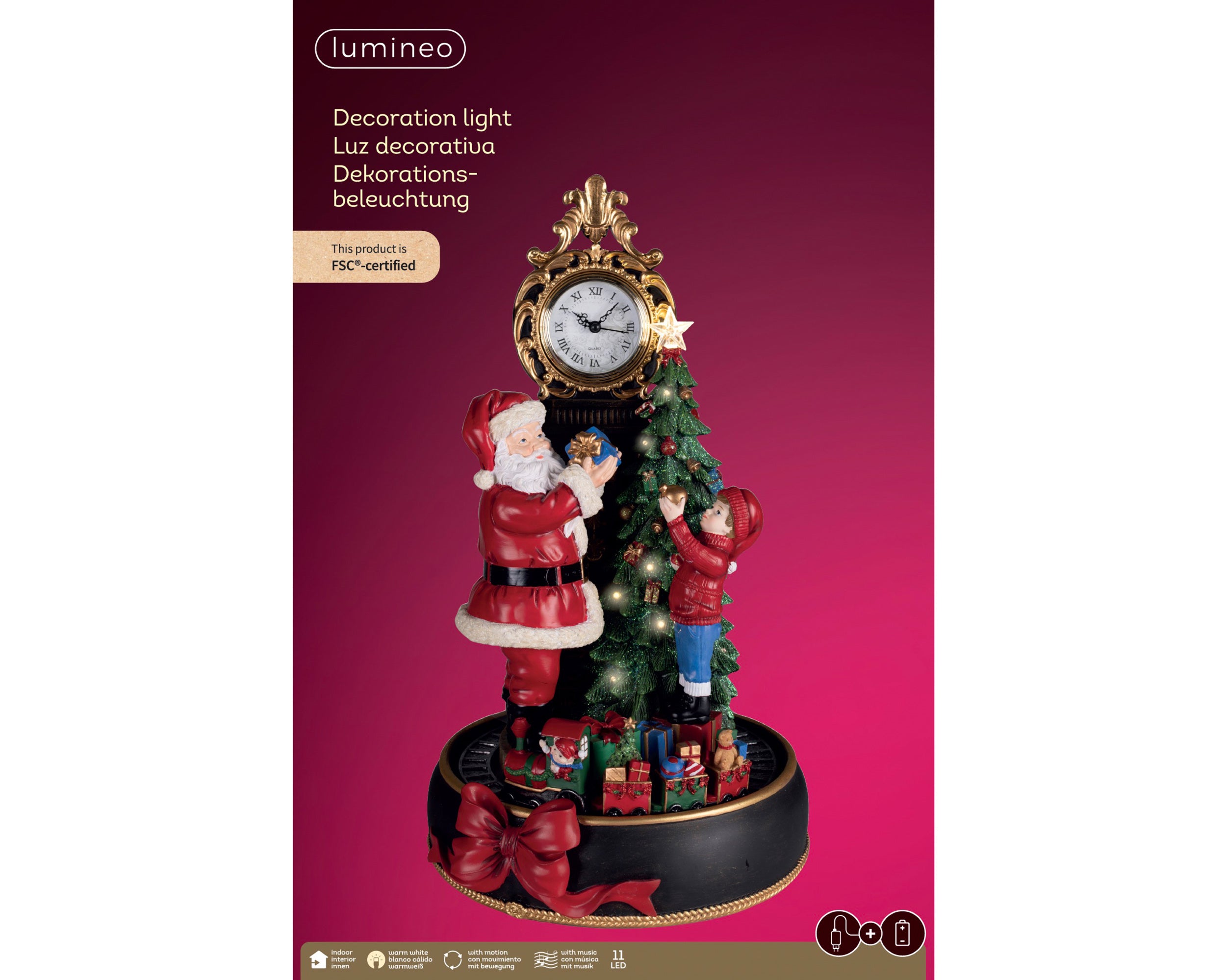 Lumineo LED clock red 28 cm
