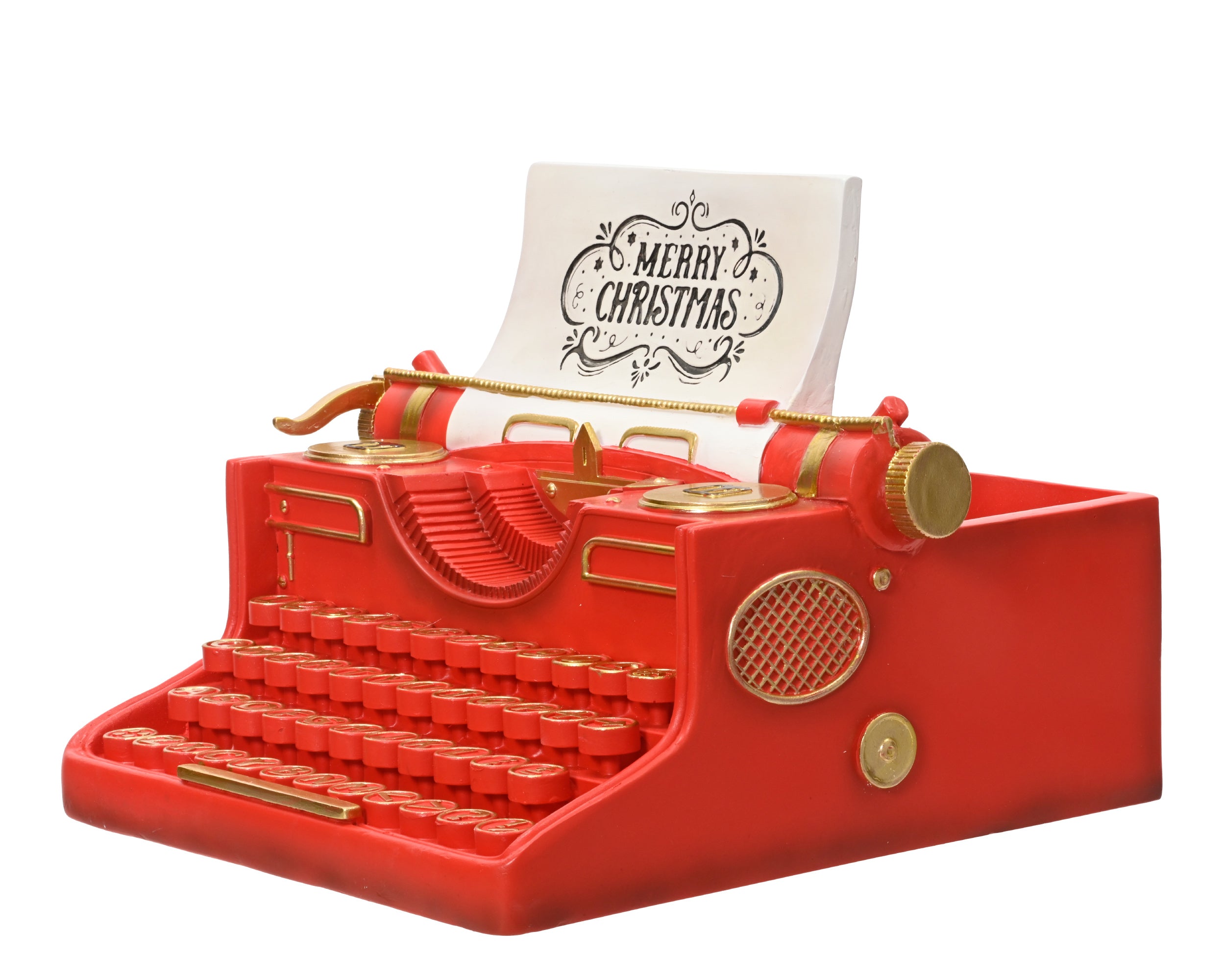 Decoris Christmas Figure Typewriter Red/Gold 30 cm