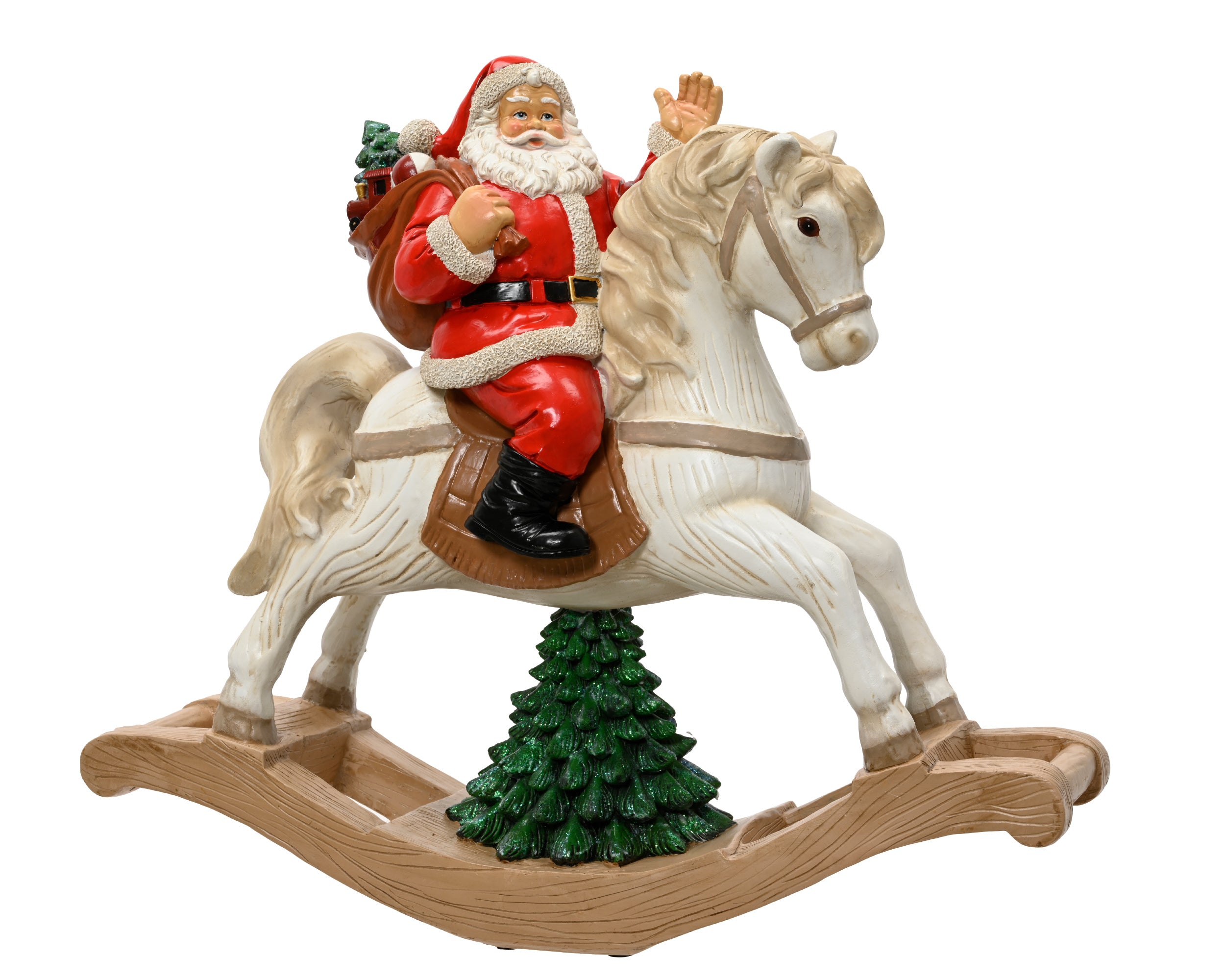 Decoris Rocking Horse Figure 58 cm White/Red Polyresin