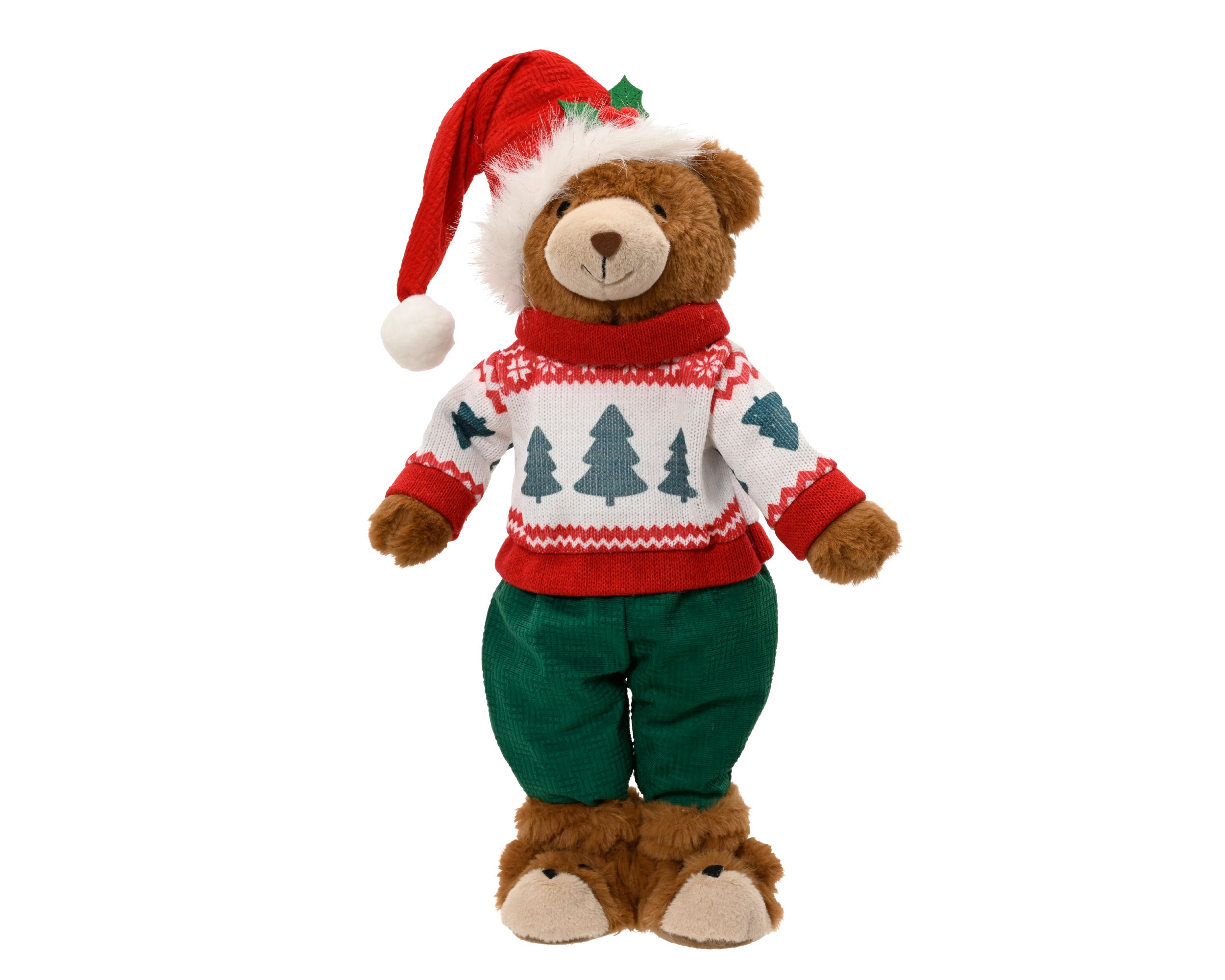 Decoris Standing Christmas Bear Figure 90 cm Polyester Red/Brown
