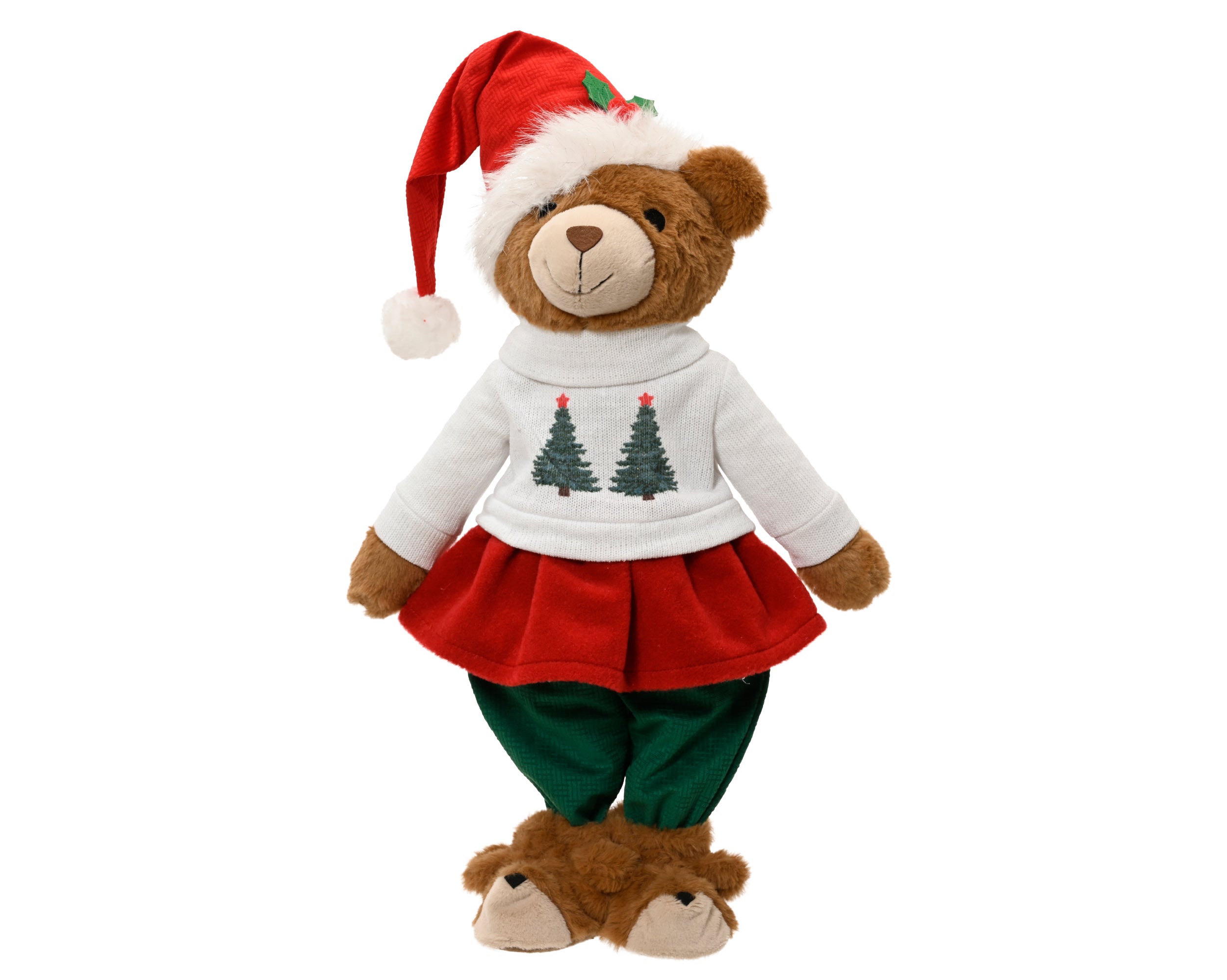 Decoris Standing Christmas Bear Girl Figure 60 cm Polyester Red/Brown