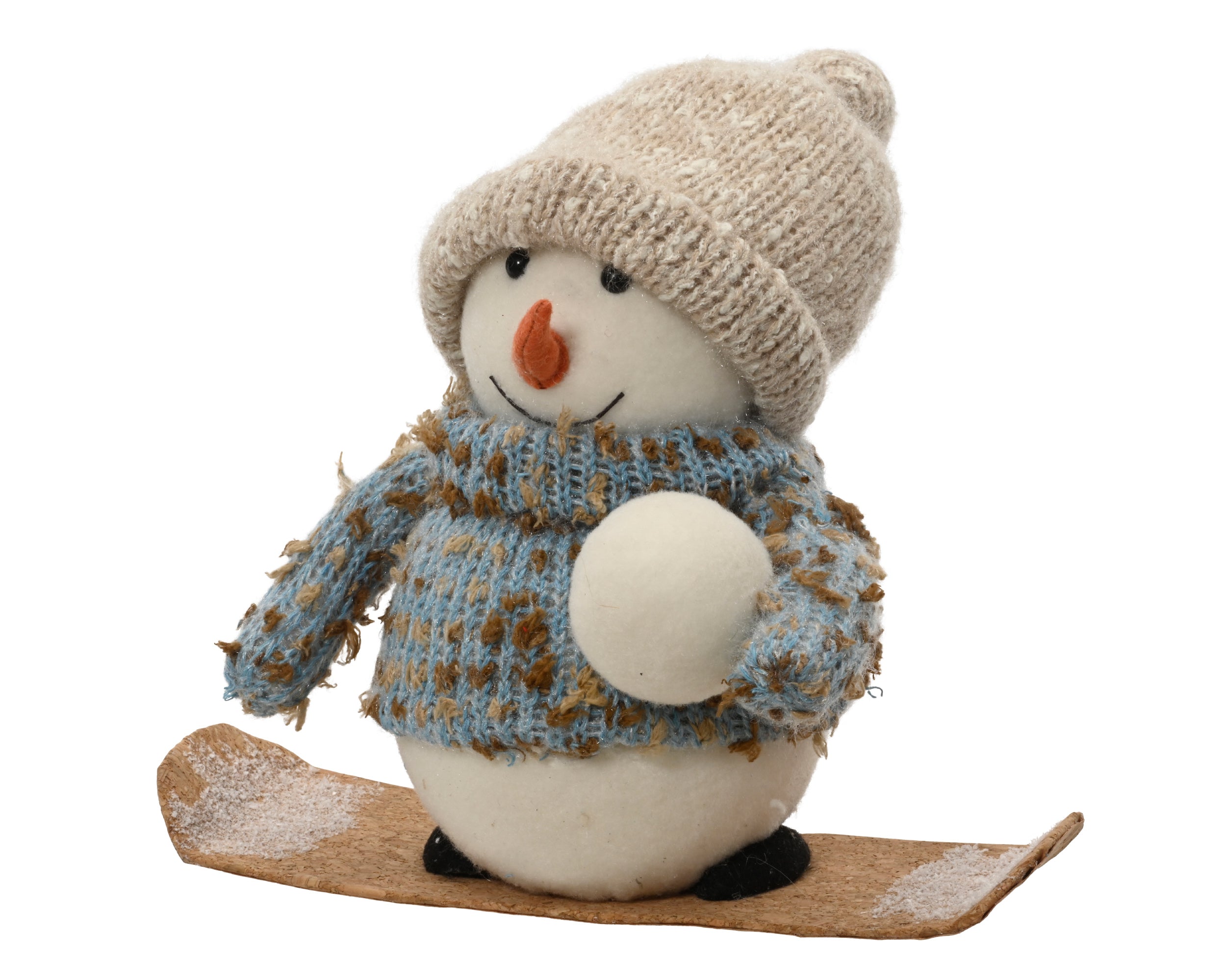 Decoris Snowman Figure on Snowboard 20 x 30 x 28 cm Polyester White/Blue