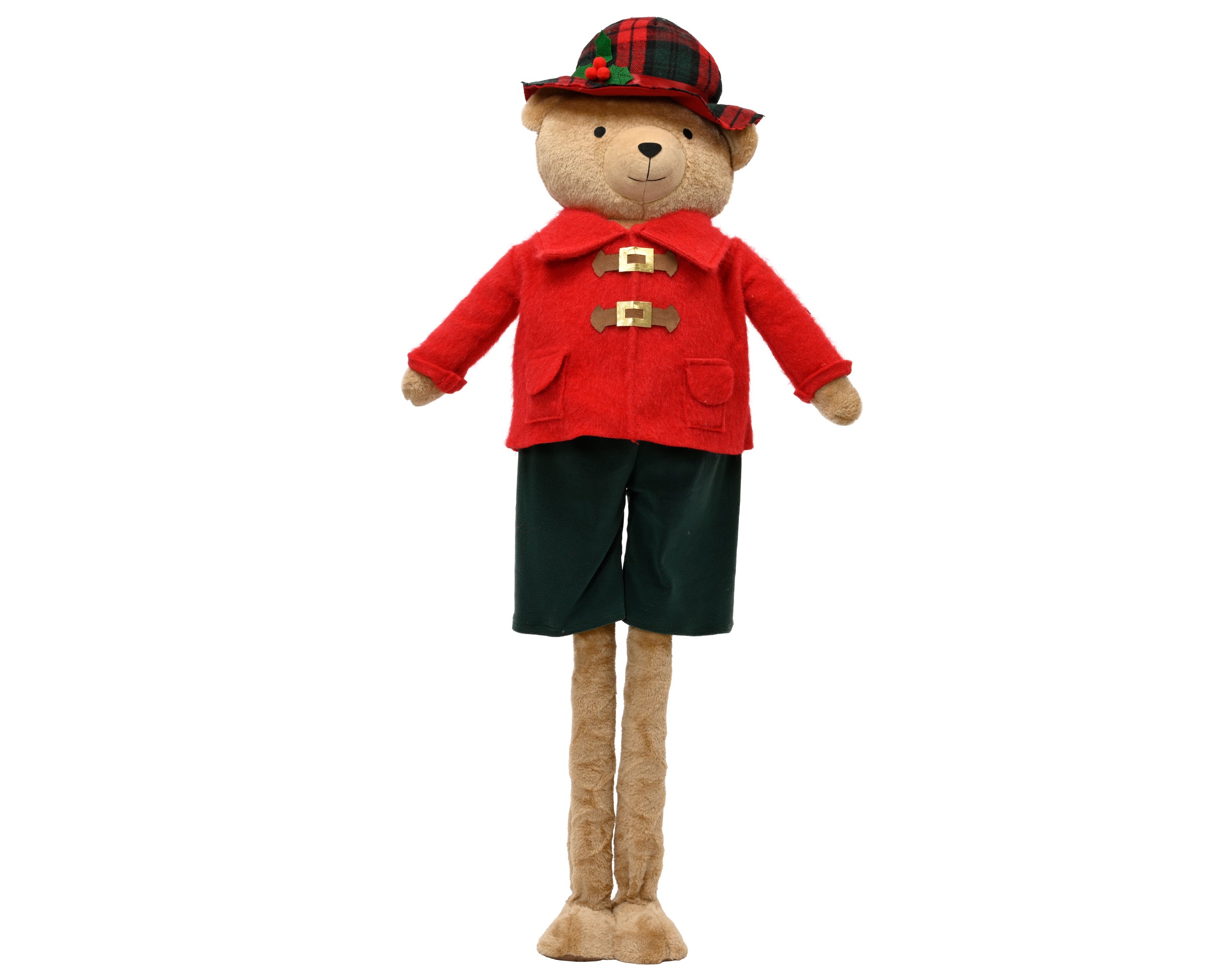 Decoris Christmas Bear Figure with Telescopic Legs 112 cm Red/Green Polyester