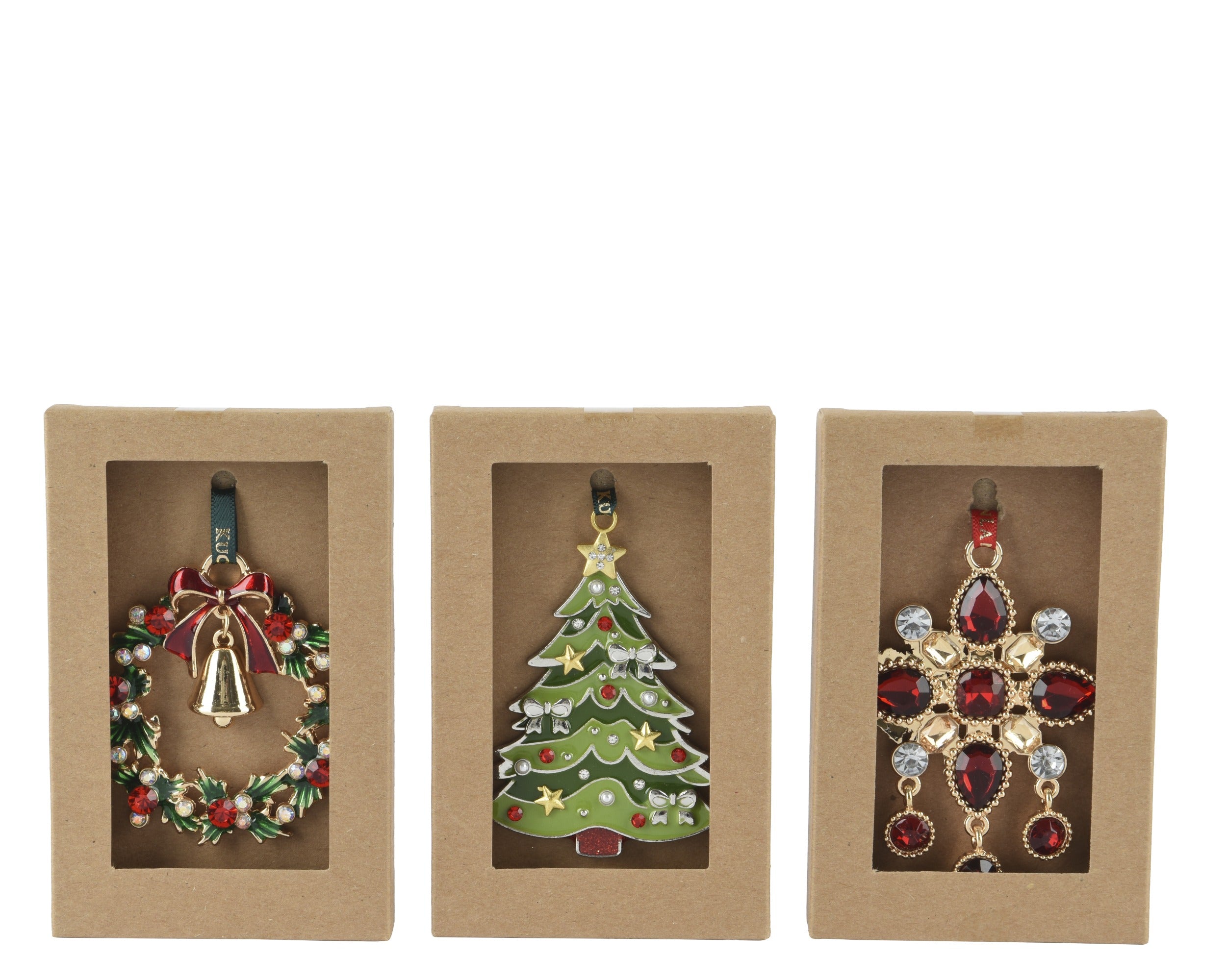 Decoris ornament set alloy multicolored wreath and snowflake 6 cm
