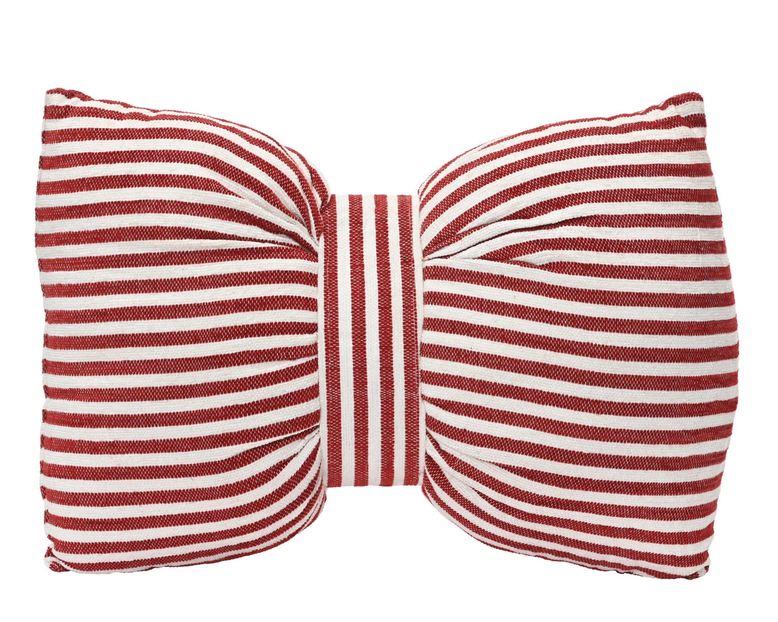 Decoris Cushion Bow 60 x 40 cm Red Striped Polyester