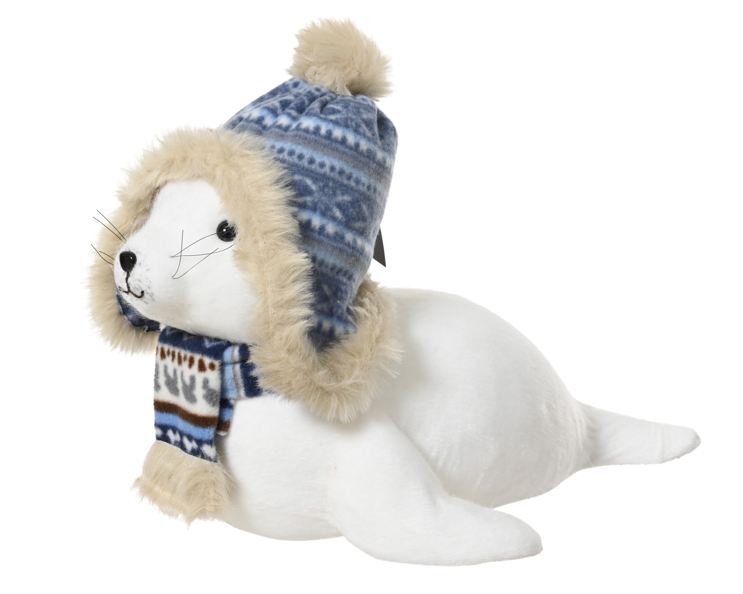 Decoris Seal Figure 30 cm Polyester with Winter Hat and Scarf
