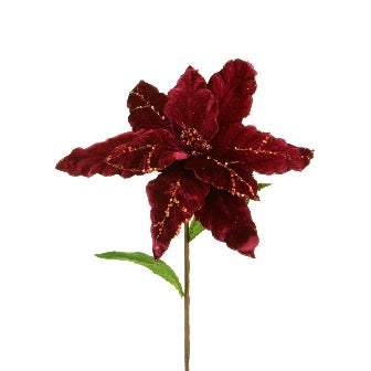 Lux Velvet Poinsettia 60cm - Burgundy