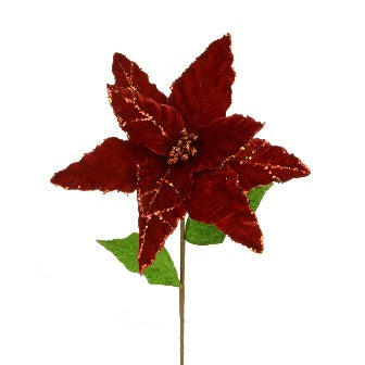Lux Velvet Poinsettia 60cm - Red