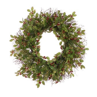 Glitter Holly Wreath 58cm