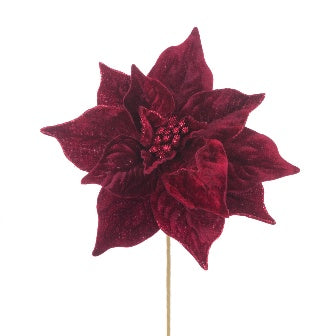 Velvet Luxe Poinsettia Spray 50cm - Maroon