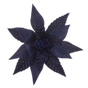 Velvet Glitter Poinsettia Clip 30cm