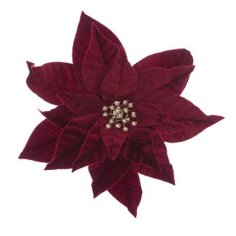 Velvet Poinsettia Clip 31cm