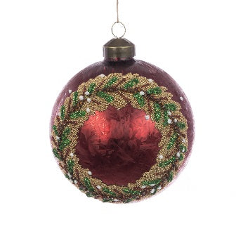 Wreath Glass Bauble 10cm