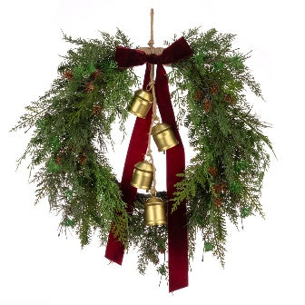 Belmesthorpe Wreath with Bow & Bells 66cm