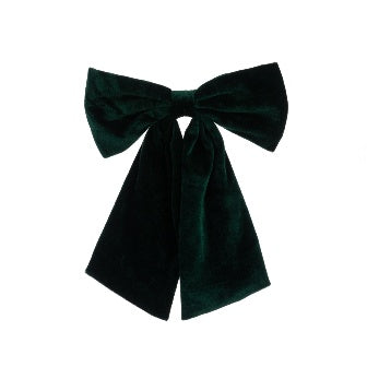 Velvet Bow Clip 31cm - Green