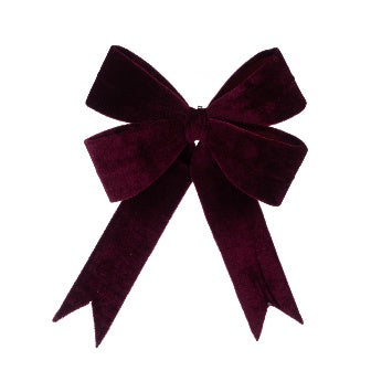 Velvet Wired Bow 35cm - Burgundy