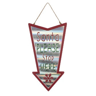 Metal Santa Stop Here Sign 40cm