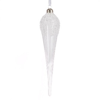 Fancy Glass Finial 25cm - Clear & White