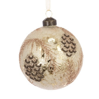 Lexi Glass Bauble 10cm - Beige