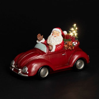 Resin Santa In Car (Battery Operated)