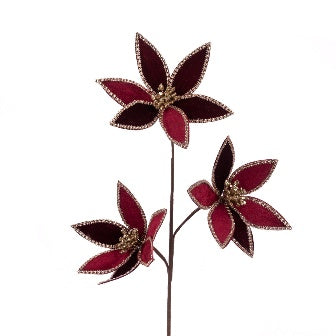 Velvet Poinsettia Spray 65cm