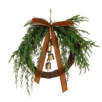 Semi Bow Wreath with Bells 46cm