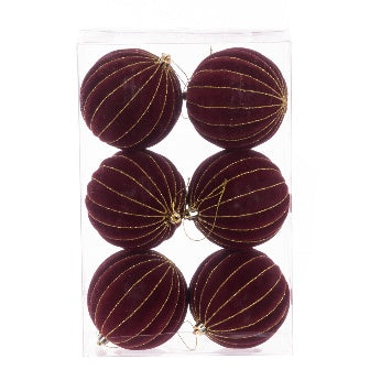 Shatterproof Velvet Baubles 10cm (Set of 6)